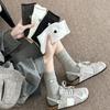 Women's Autumn and Winter Embroidered Heart-shaped Mid-calf Socks, Cotton, Versatile, Solid Color Pile Socks, Rolled-up Women's Socks