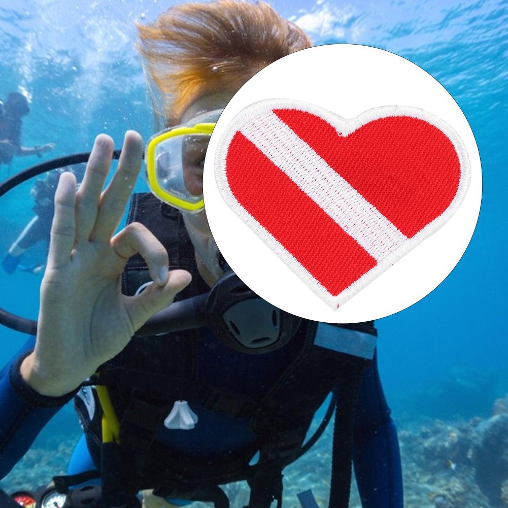 Heart Shaped Scuba Diving Embroidery Patch Dive Badge Vest Bag Cap Patches
