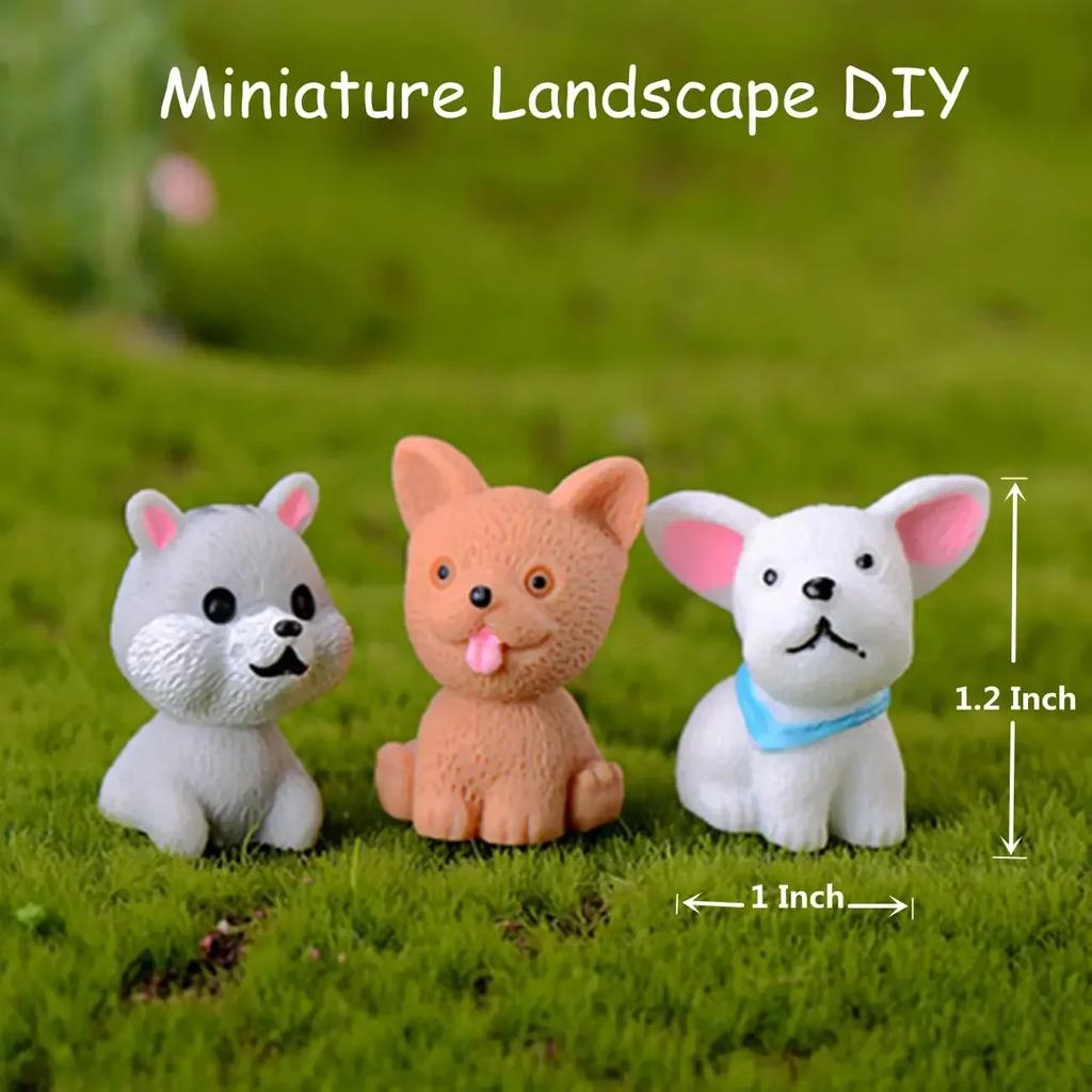 12PCS Dog Miniature Figurines Miniature Terrarium Crafts Realistic Animals Dogs for Fairy Garden Accessories