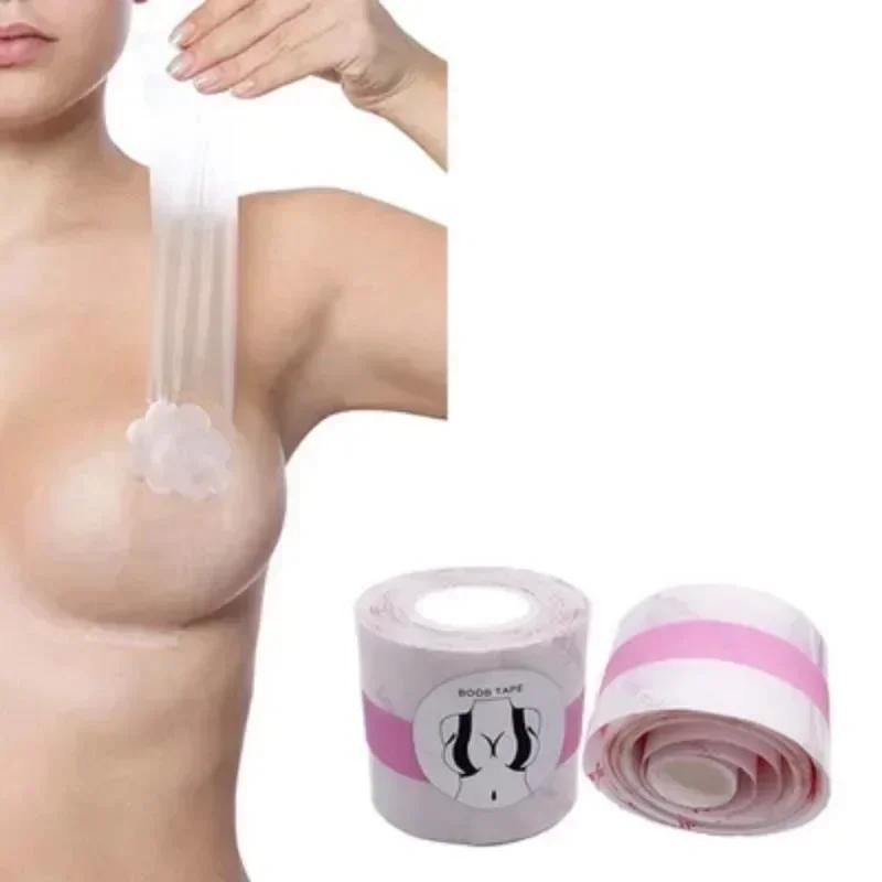 Sutien invizibil adeziv cu bandă pentru sâni cu 10 huse pentru sfarcuri Bralette Push Up, cu tampoane fără bretele, impermeabile, pentru sânii mari