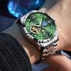 Luxury Automatic Mechanical Men Watch Fashion Moon Phase Business Watches Hollow Tourbillon Stainless Steel Men Wristwatch