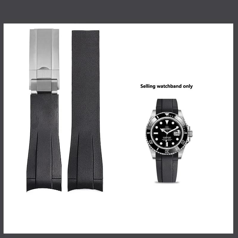 Silicone Watchband For Rolex DAYTONA SUBMARINER Yacht-Master GMT 20mm Black Dark Blue Red Brown White Green Rubber Watch Straps