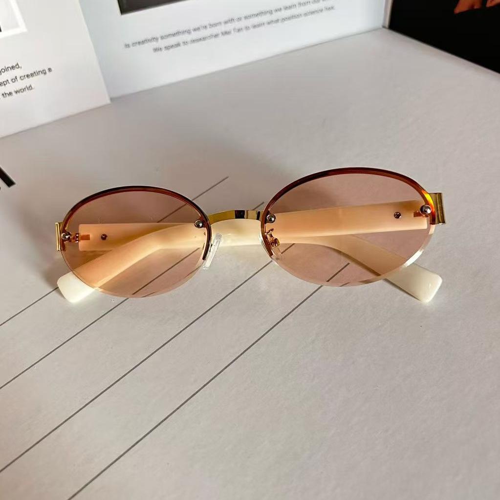 Oval Shape Women Sun Glasses Rimless Cut Edge Anti-Reflective Female Sunglasses Driving Travelling Men Sunglass