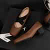 Leather Single Shoes Women's Ballet Mary Jane Shoes Versatile Thick Heel Women's Shoes Retro Shallow Mouth Ballet Shoes Autumn