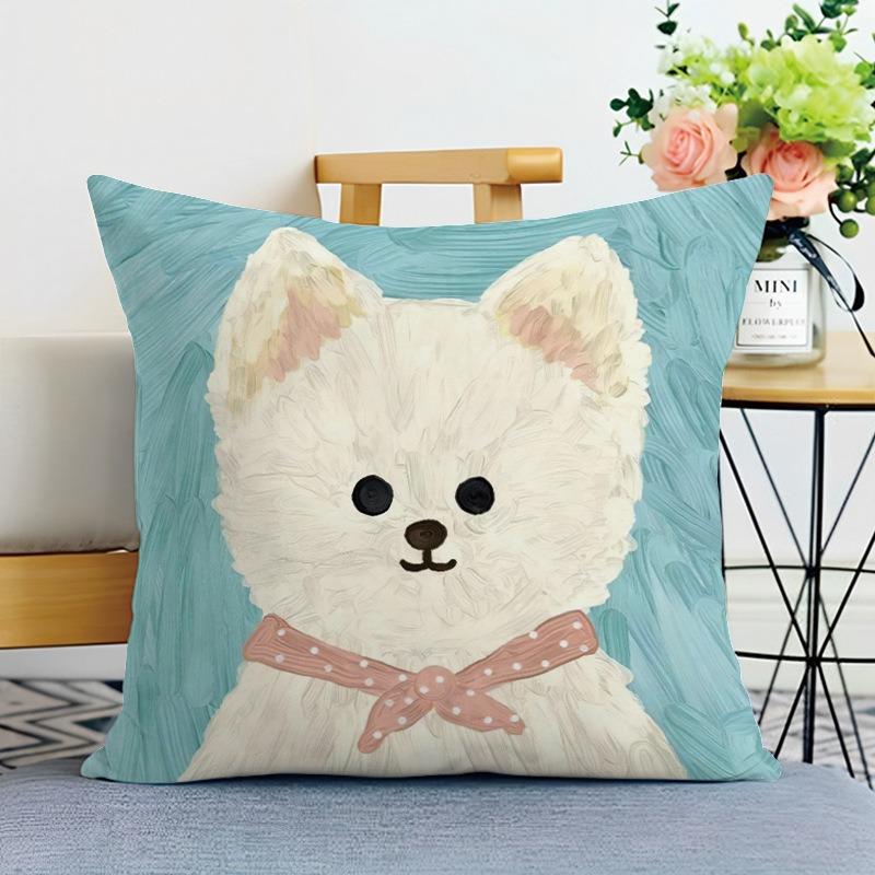 Niedliches Malerei Welpe Druck Dekorative Kissenhülle Schlafzimmer Wohnzimmer Quadratische Kissenhülle