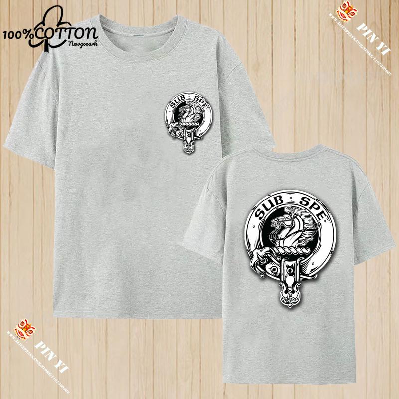 Harajuku Clan Fraser of Lovat Clansman’s Crest Badge Print Summer Trending Unisex T Shirt 100% Cotton O-neck Short-sleev