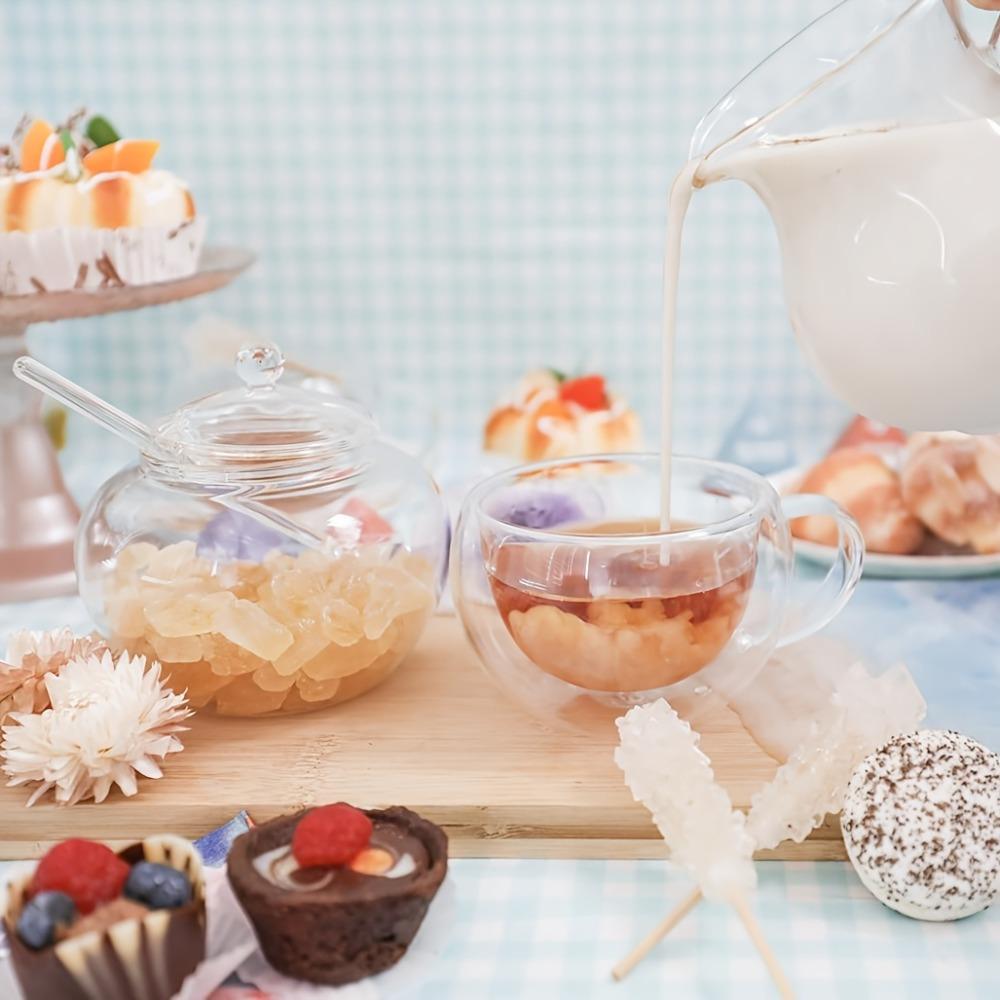 Multifunctional 350 ML Glass Sugar Jar with Lid Spoon Leak-proof Spice Storage Container Transparent Candy Pot Grains