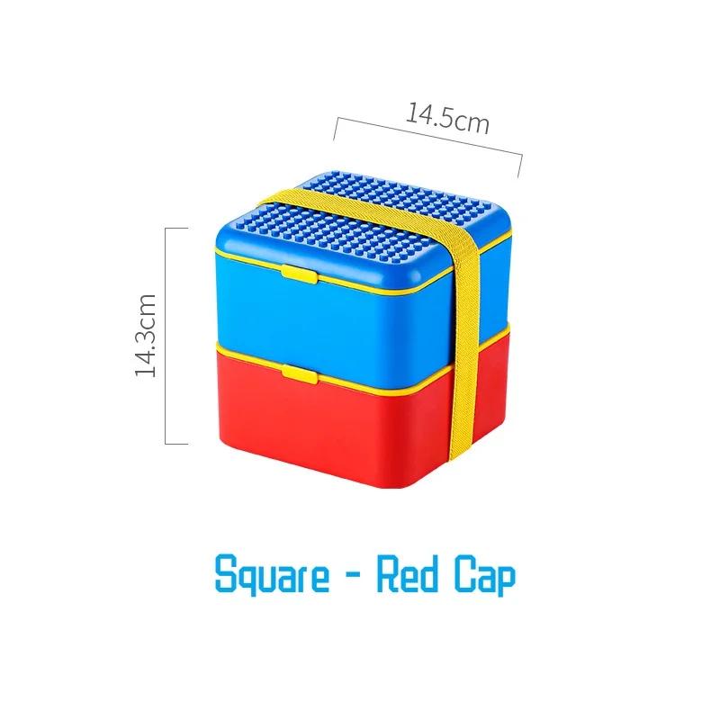 Funny Sealed Lunch Bento Box Set DIY Color Building Blocks Splicing Children's Student Food Colorful Picnic Fruit Salad Storage