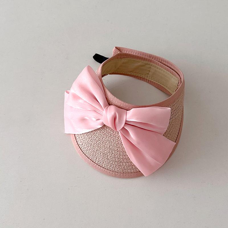 New Korea Style Baby Straw Caps Kids Sun Hats Empty Top Big Bow Hat Child Straw Sunshade Sunscreen Hats Baby Accessories Newborn