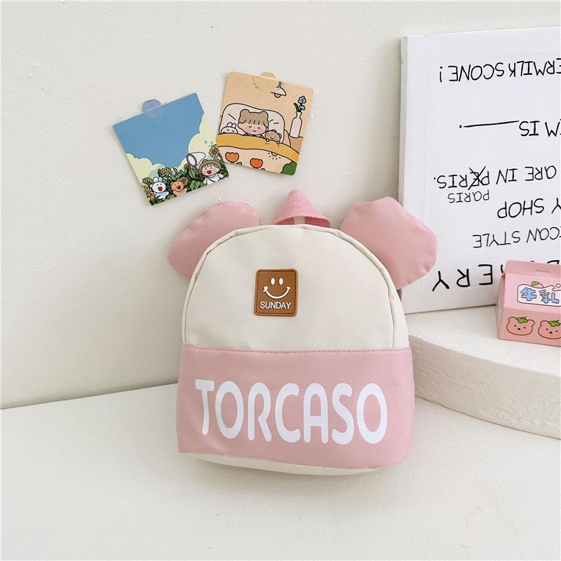 

Children s double shoulder cartoon backpack large capacity boys and girls school bag kindergarten baby leisure travel snack bag розовый