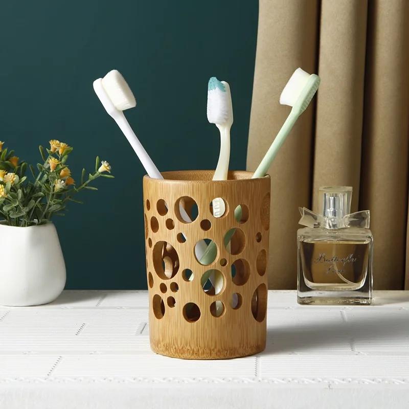 Bamboo Tube Toothbrush Cup Holder Drainage Air Circulation Toothbrush Holder Home Bathroom Offices Decor Supplies