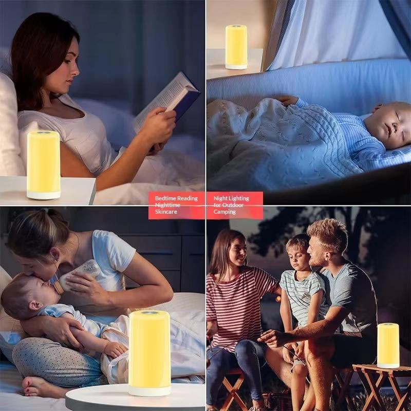Modern USB Rechargeable Plug-In Dimmable Bed Lamp Night Lighting with Touch Control LED for Kids Bedroom Living Room