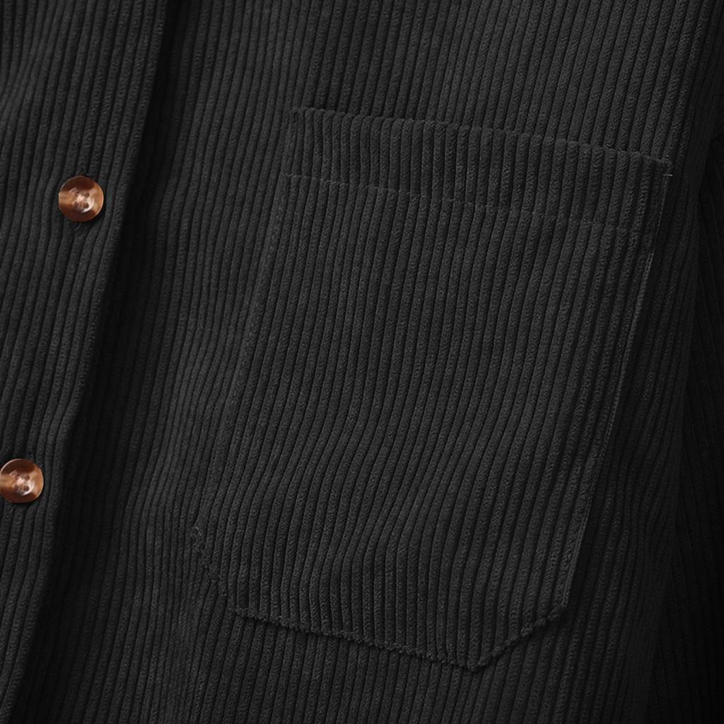 Lässige Damenbluse mit V-Ausschnitt und langen Ärmeln und Knöpfen aus Cord, 95 % Polyester, lässige Bluse, Manteloberteile