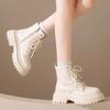 Shoes for Women Winter Boots Fashion Wool Warm White Pu Leather Women Socks Boots Non-Slip Shoes Short Boots