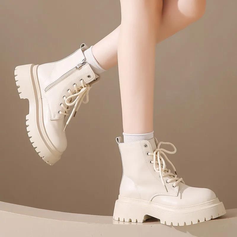 Shoes for Women Winter Boots Fashion Wool Warm White Pu Leather Women Socks Boots Non-Slip Shoes Short Boots