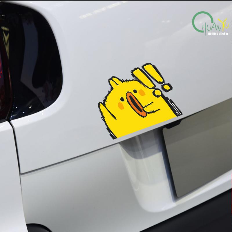 Reflective car sticker; surprised chick car motorcycle electric bike decoration helmet box trunk waterproof sticker;
