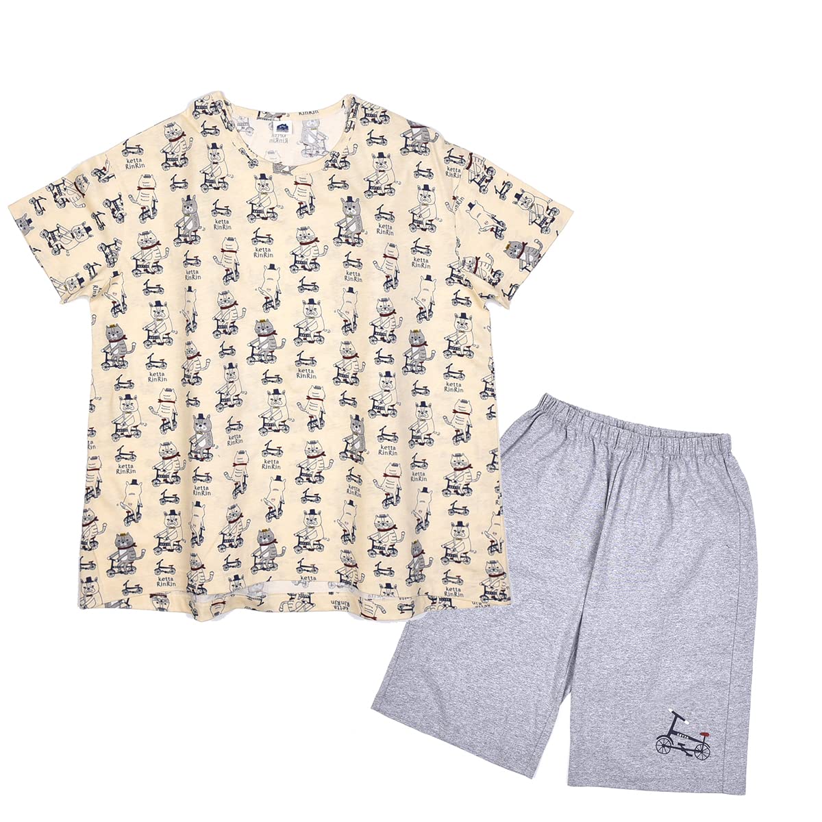 

Kusguru Japan Pajama Roomwear Top and Size M Women s Set, Bottoms, Cream, вершковий