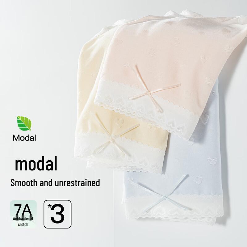 MaoRen Women's Modal Heart Jacquard High-Waist Briefs