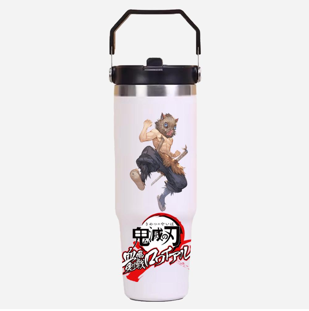 30oz Anime Demon Slayer Printed Simple Solid Color Stainless Steel Thermos Water Cup Thermal Insulation Cold Ice Cup Kid Gift