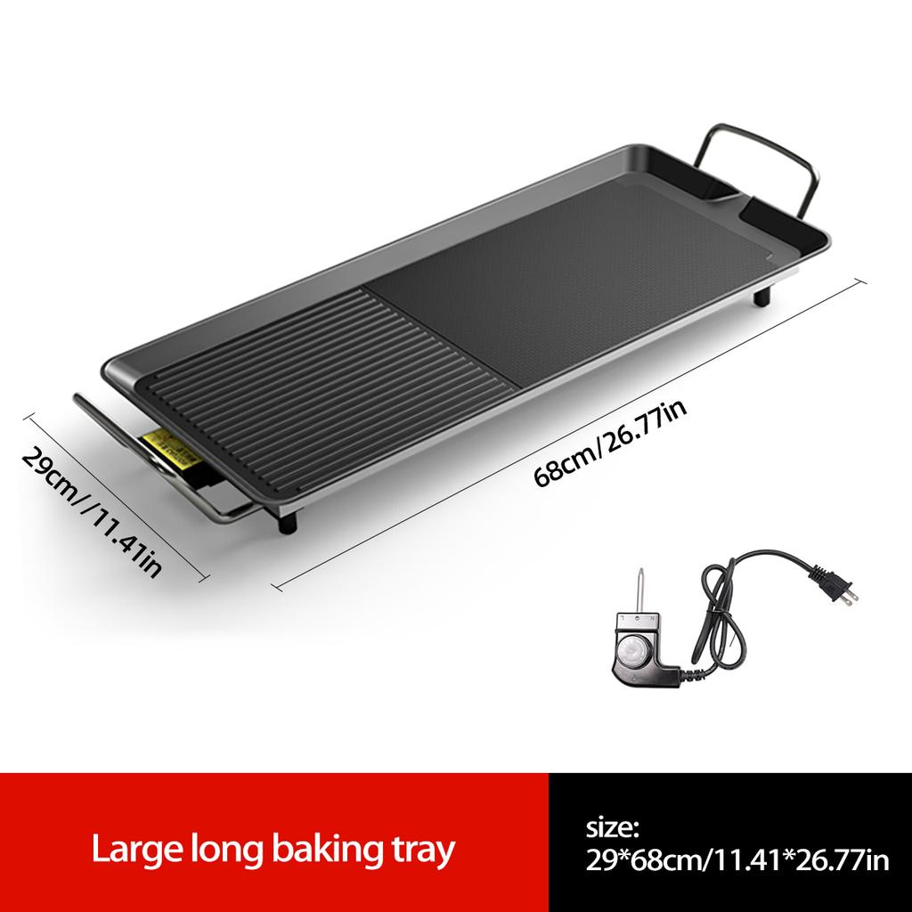 Aoran Non Stick Electric Grill, Smokeless Grill, Temperature Adjustable At 5 Levels, Household Electric Grill Cooking Tool
