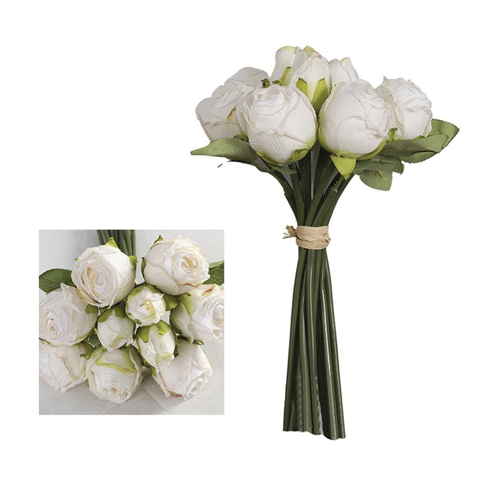 

Plastic Silk Rose Flowers Real Touch Fake Plants Artificial Roses Bouquet Outdoor Garden Decor белый