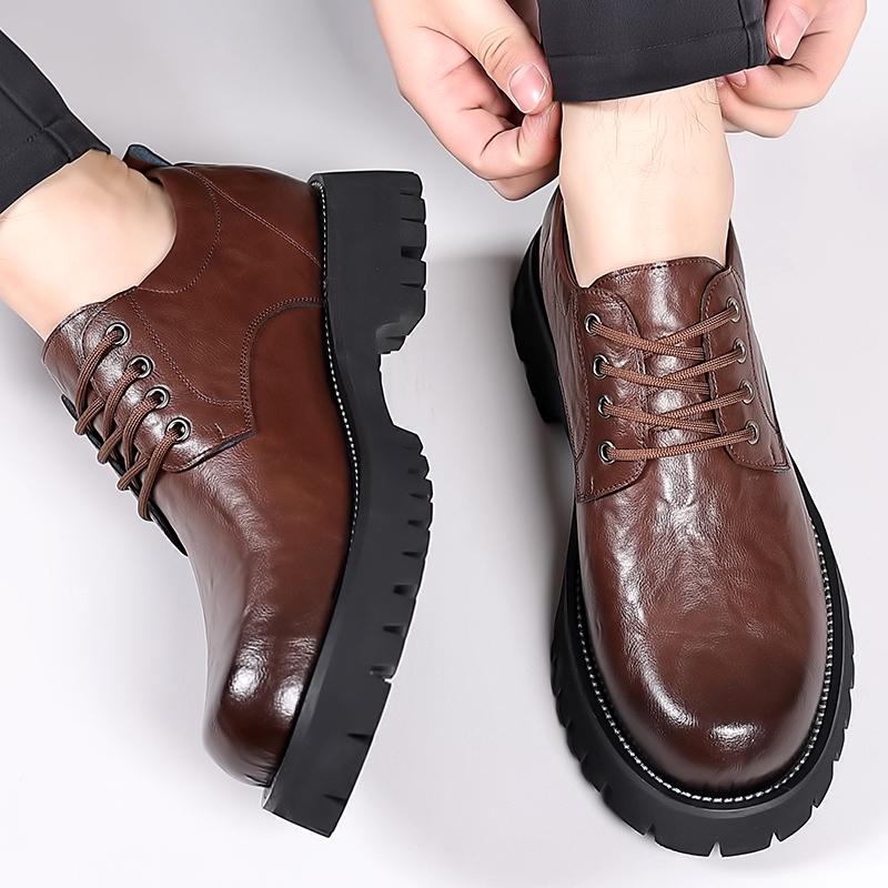 Large Toe Shoes for Men's Work Attire Lace Up Commuting Formal Shoes Men's Genuine Leather Casual Shoes Free Delivery