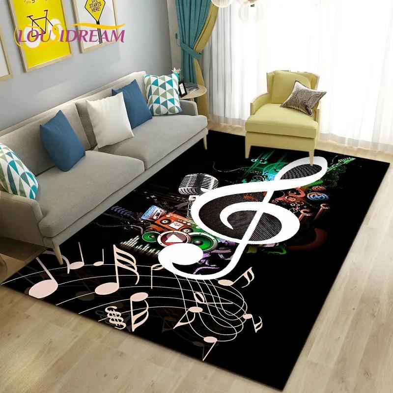 Alfombra grande con notas musicales hermosas en 3D, alfombra para sala de estar, dormitorio, sofá, decoración de cocina, alfombra antideslizante para juegos de niños