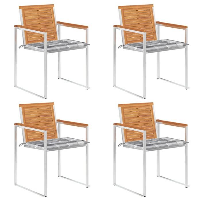 Exclusive House - Garden Chairs Set of 4 with Cushions Solid Acacia Wood