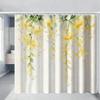 Watercolor Green Hanging Leaves Waterproof Shower Curtain For Bathroom Decor