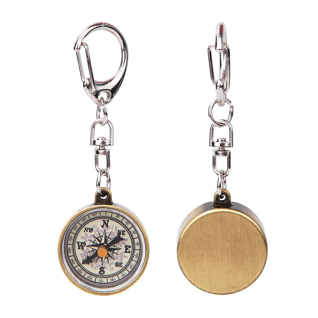 2PCS Vintage Portable Zinc Alloy Compact Pocket Compass Keychain for Outdoor Navigation Tools