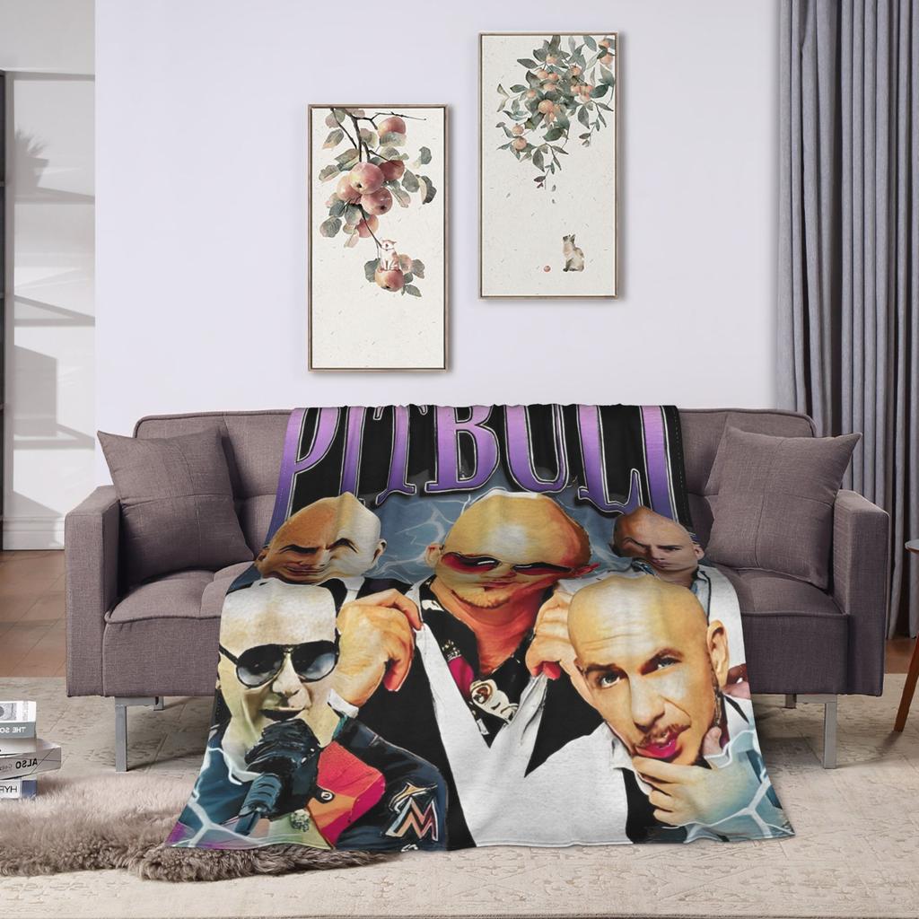 Pitbull Mr. Weltweit Flanelldecke Winter Mr Worldwide Weiche Überwurfdecke Mädchen Jungen Outdoor Neuheit Bettdecke Sofa Bettbezug