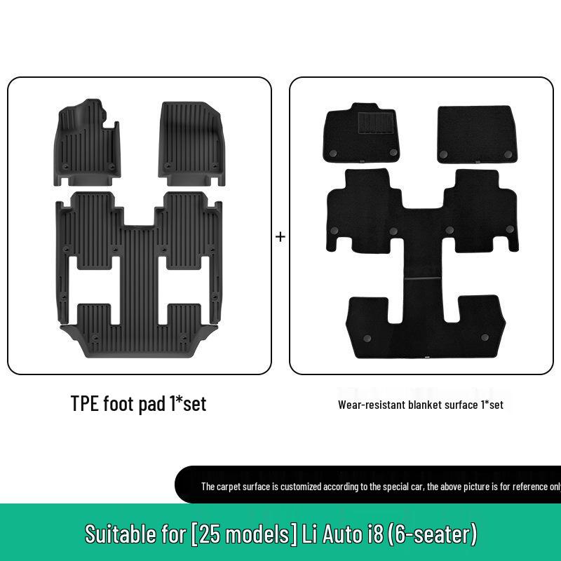 Ideal i8 Car Floor Mat Set: Compatible with 25 Models - Includes TPE Floor, Trunk, and Seat Back Mats.