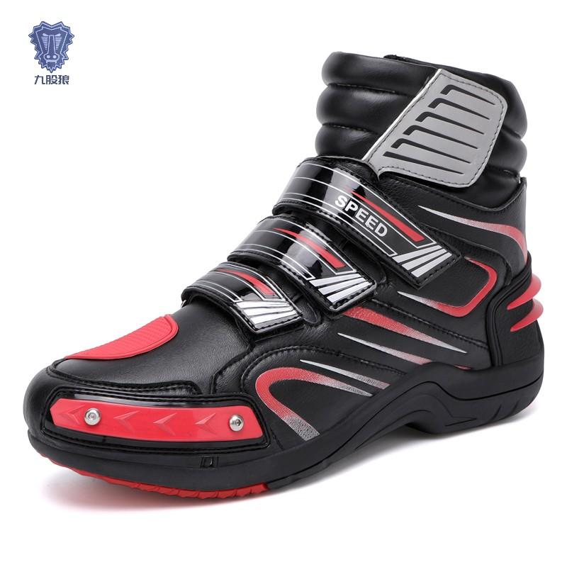 Stivali in Pelle da Moto Traspiranti Antiscivolo Resistenti all'Usura per Piloti Scarpe alla Caviglia da Corsa per Moto Nuovi Stivali da Motociclista