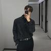 Herrskjorta i retro japansk stil med lång ärm i manchester – Koreansk trend, lös passform, vår/höst