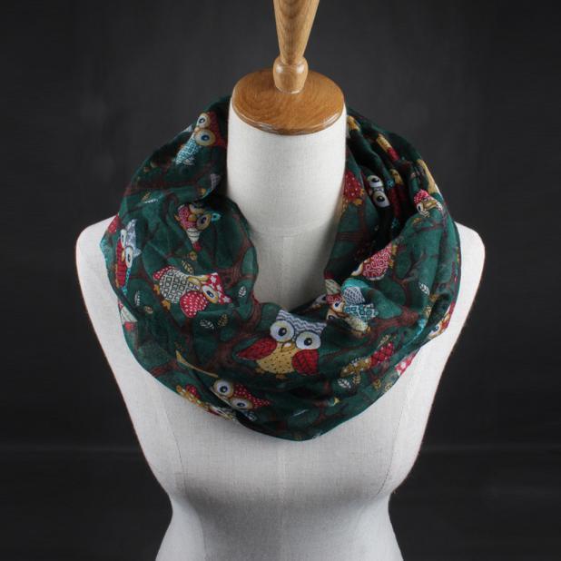 Women Ladies Owl Pattern Print Scarf Warm Wrap Shawl