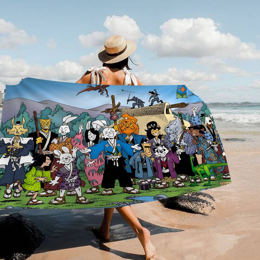 Usagi Yojimbo Microfiber Printed Beach Towel Mountain Climbing Yoga Beach Swimming Running Absorbent Soft Towel
