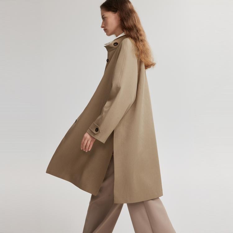 ELLE French Design Melange Petite Coat High-End Straight Long Trench Coat Women coats Khaki ED49346