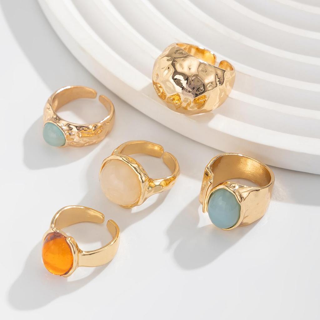 European & American Fashion Inlaid Acrylic Irregular Alloy Ring