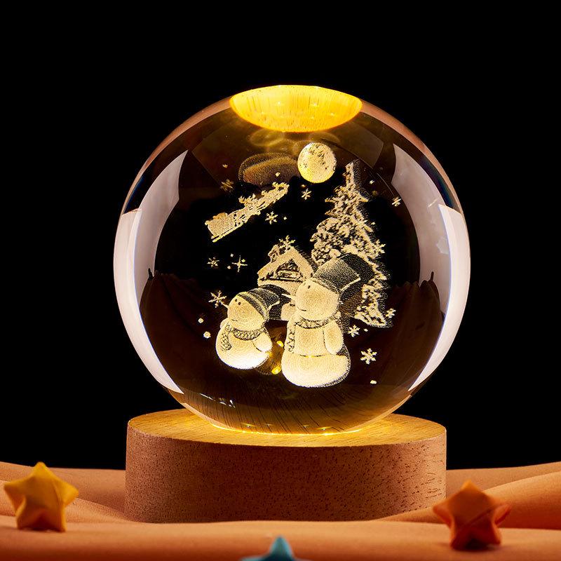 Crystal Ball Night Light: Starry Sky Carved Desktop Ornament Gift