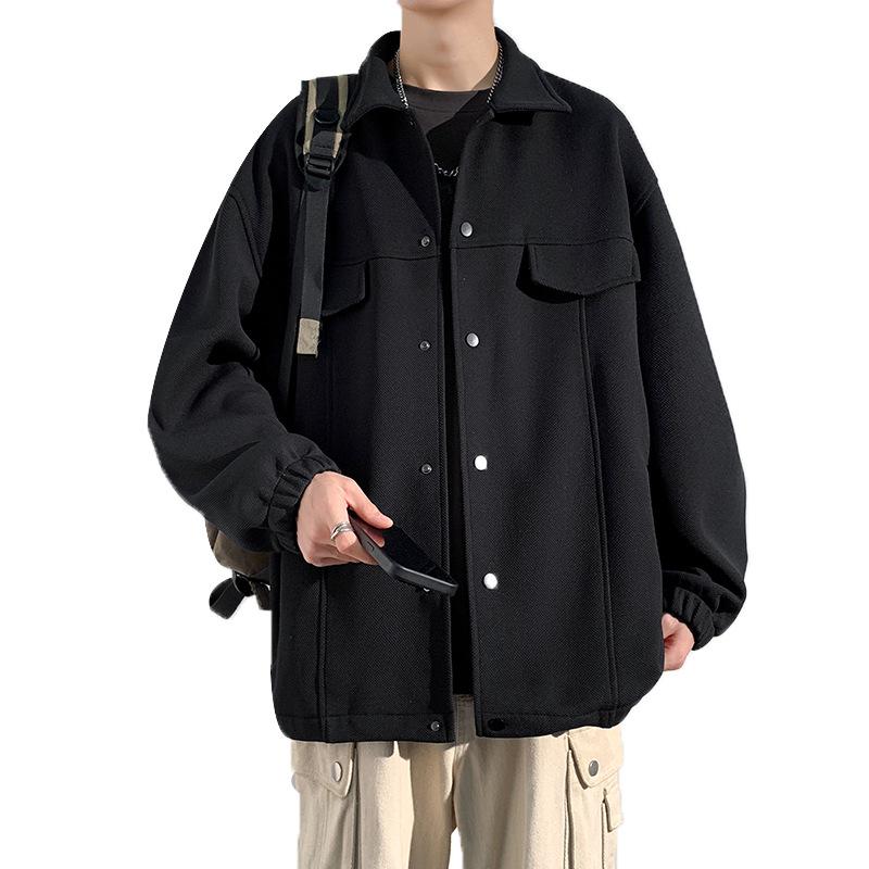 Spring and Autumn New Men's Korean Solid Color Light Plate Lapel Jacket Trendy Couple Versatile Stylish Jacket