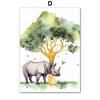 Watercolor Giraffe Elephant Lion Monkey Zebra Wall Art Canvas Painting Cartoon Posters And Prints Pictures Baby Kids Room Decor