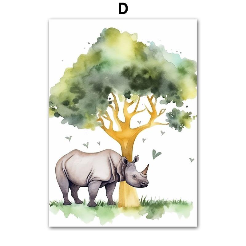 Watercolor Giraffe Elephant Lion Monkey Zebra Wall Art Canvas Painting Cartoon Posters And Prints Pictures Baby Kids Room Decor