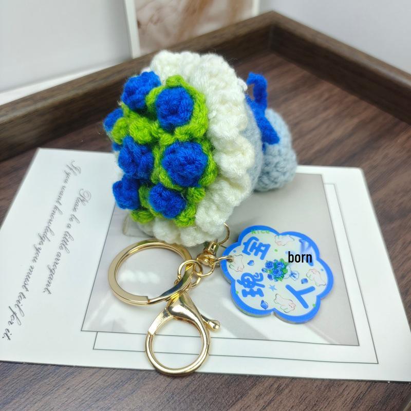 Ручная работа Вязаный Пряжа Роза Цветок Брелок Сумка Аксессуар Подарок