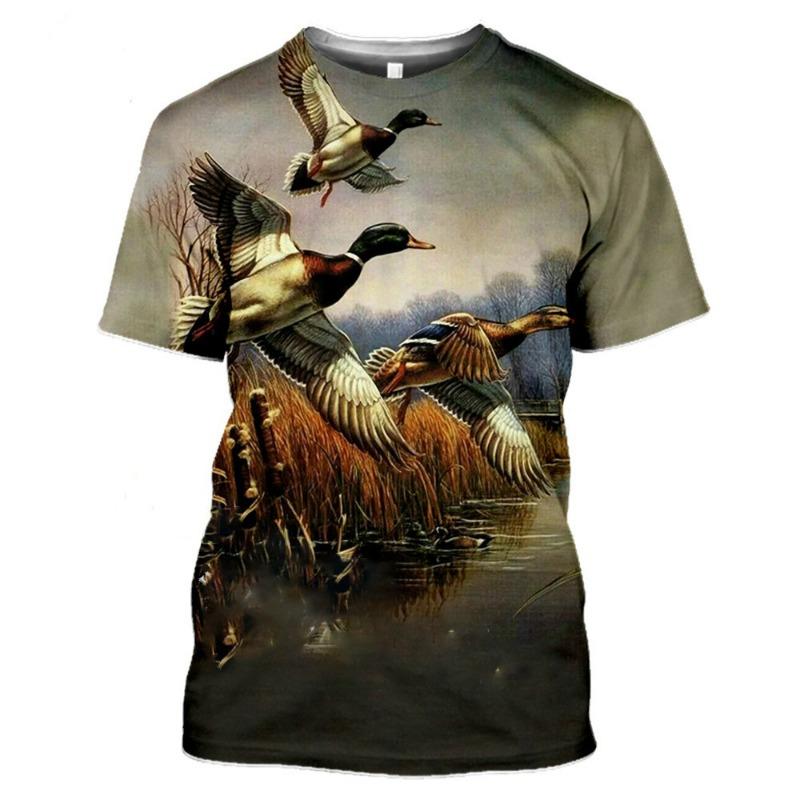 Summer Outdoors Hunting Camouflage T Shirt for Men Fashion New Casual Personality Printed Animal Pattern Round Neck Tees Tops