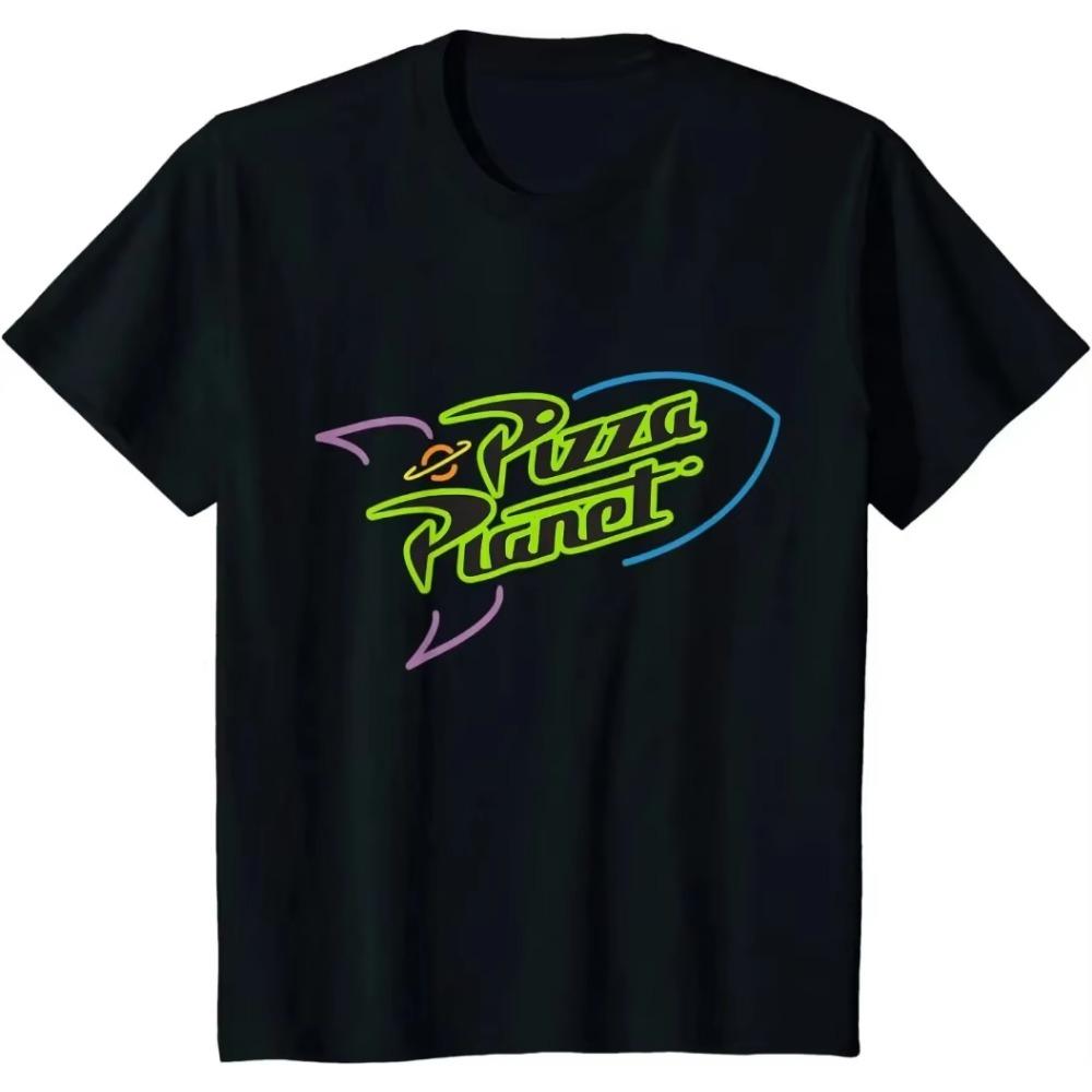 Pixar Toy Story Pizza Planet Rocket Ship Neon T Shirt Men Women Tshirt Vintage Cotton Oversized Hip Hop Short Sleeve Tee Tops