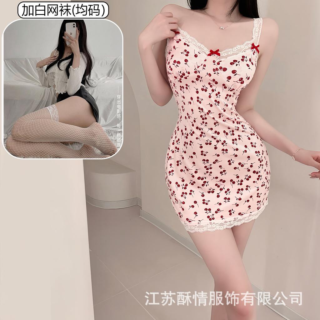 Sex lingerie pure desire cherry sexy women's bed small chest plus chest pad passion uniform seduction suit