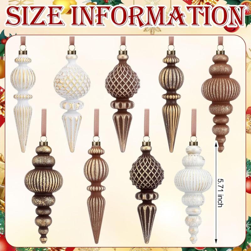 Retro Christmas Ornament Ball Pendant Set Tree Hanging Decor Farmhouse Style Holiday Home Party Decoration