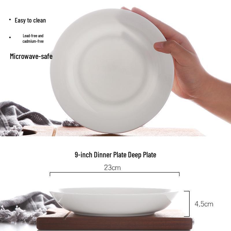 Набор из 6 глубоких обеденных тарелок из белого фарфора, 6 дюймов