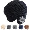 Nowa czapka zimowa unisex z podszewką z polaru, ciepła, stylowa, miękka czapka beanie dla mężczyzn i kobiet, czapka dzianinowa z nausznikami
