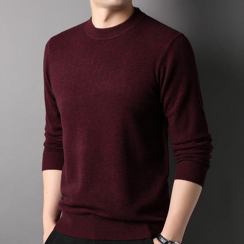 Autumn and Winter Solid Color Semi-turtleneck Middle-aged Men's Trend Warm Fashion Knitted Sweater